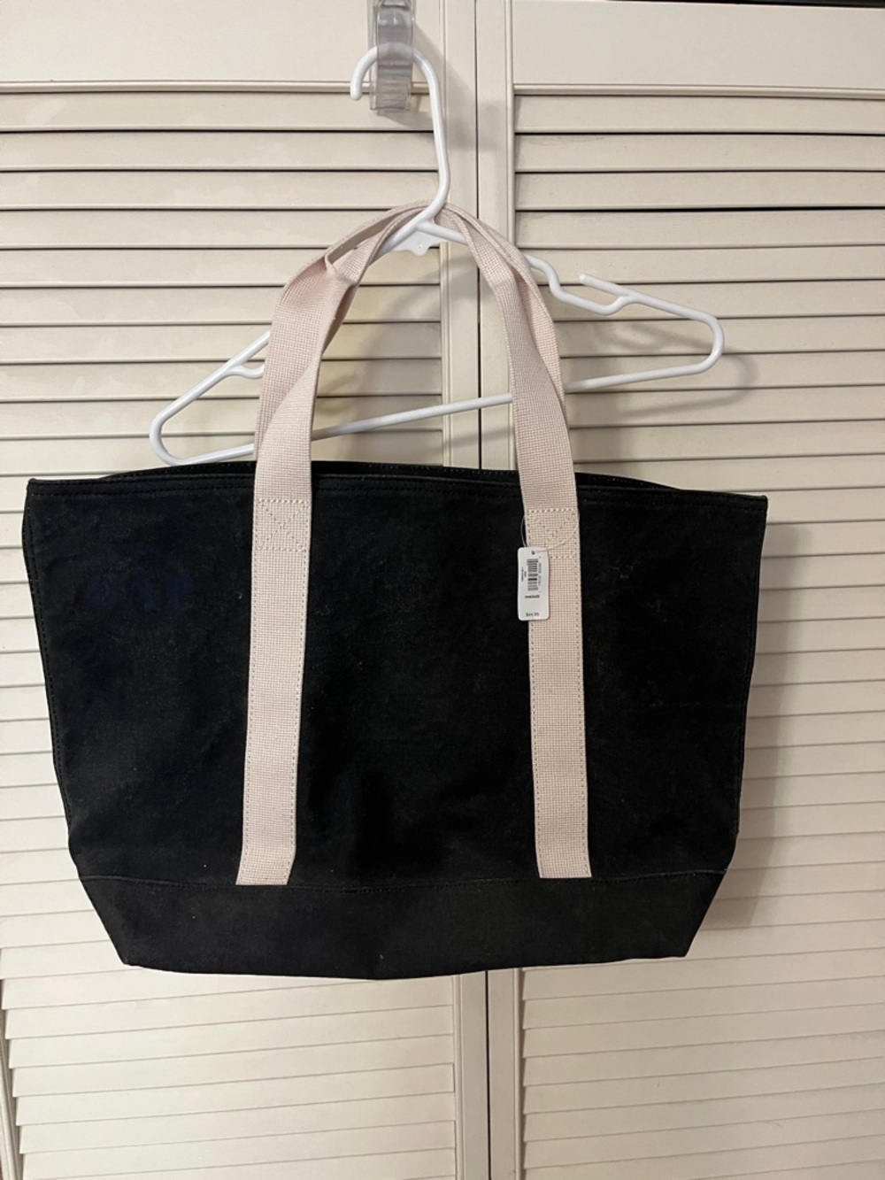 GAP Black Canvas Tote with off white Handles